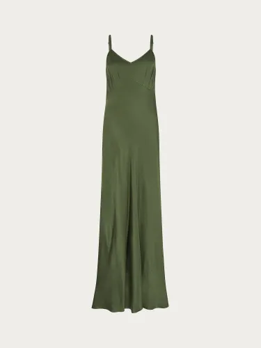 Ghost Winnie Slip Satin Dress - Green - Female