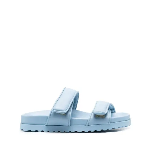 Gia Borghini , Blue Leather Flat Sandals Perni11 ,Blue female, Sizes: