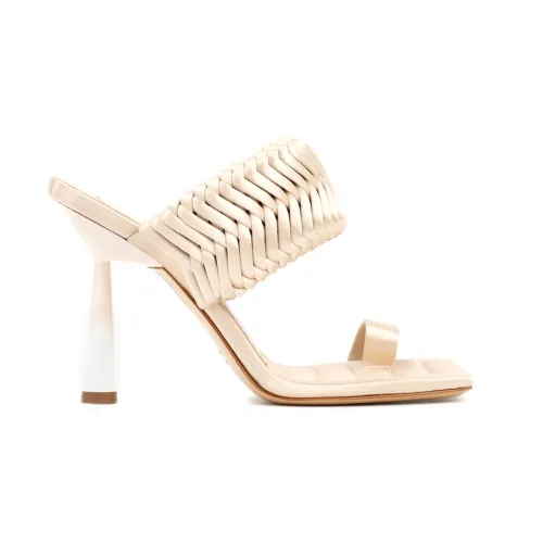 Gia Borghini , Cream Satin High Heel Sandals ,Beige female, Sizes: