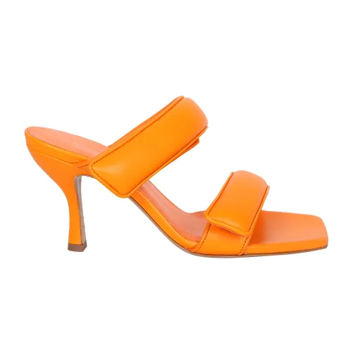 Gia Borghini , Double-Strap Leather Sandals ,Orange female, Sizes: