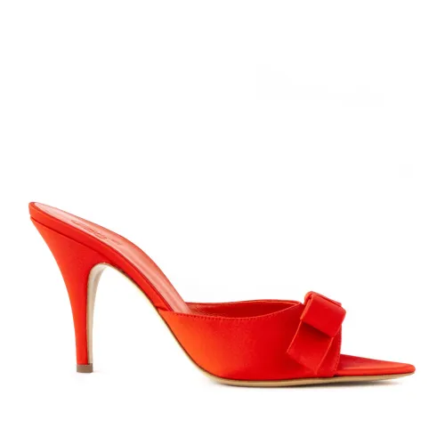 Gia Borghini , Red Satin Honorine Mule Sandals ,Red female, Sizes: