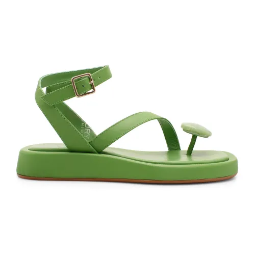 Gia Borghini , Rosie 18 Leather Flat Shoes ,Green female, Sizes: