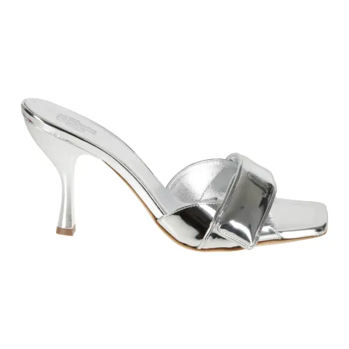 Gia Borghini , Silver Synthetic Patent Sandal ,Gray female, Sizes: