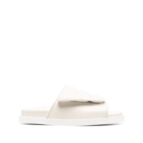 Gia Borghini , Stiched Puffy Slipper With Velcro ,Beige female, Sizes: