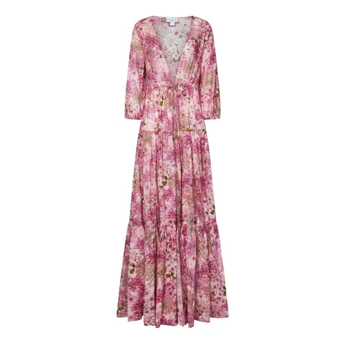 Giambattista Valli , Pink Floral Print Drawstring Waist Dress ,Multicolor female, Sizes: