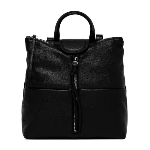 Gianni Chiarini , Black Leather Backpack with Front Pockets ,Black female, Sizes: ONE SIZE