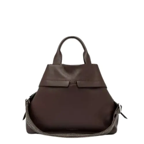 Gianni Chiarini , Duna Silk Tote Bag with Zip Pockets ,Brown female, Sizes: ONE SIZE