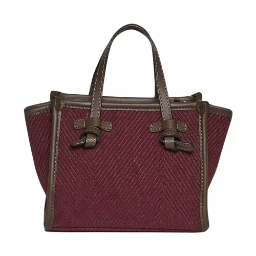 Gianni Chiarini , Marcella Checked Fabric Handbag in Red Beet ,Red female, Sizes: ONE SIZE