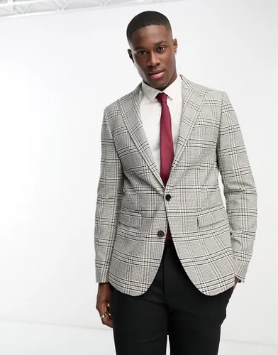 Gianni Feraud skinny suit jacket in grey check
