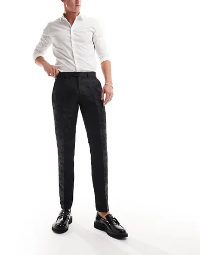 Gianni Feraud slim black paisley silk suit trouser