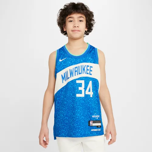 Giannis Antetokounmpo Milwaukee Bucks 2023/24 City Edition Older Kids' Nike Dri-FIT NBA Swingman Jersey - Blue - Polyester