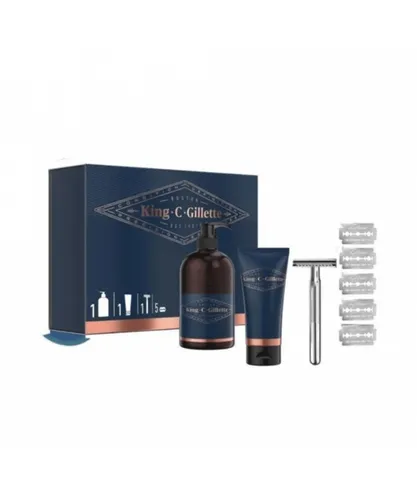 Gillette King C Shave Trial Kit 8 Piece Gift Set (Razor + 150ml Gel + 5 Blades + 350ml Beard Wash) - One Size