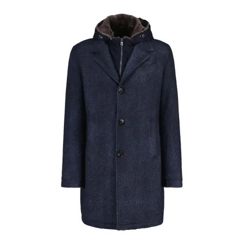 Gimo's , Classic Wool Blend Coat ,Blue female, Sizes: