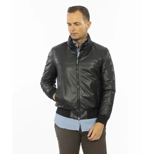 Gimo's , Leather Jacket ,Black male, Sizes: