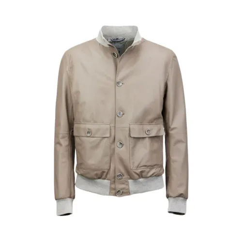 Gimo's , Leather Jackets ,Beige male, Sizes: