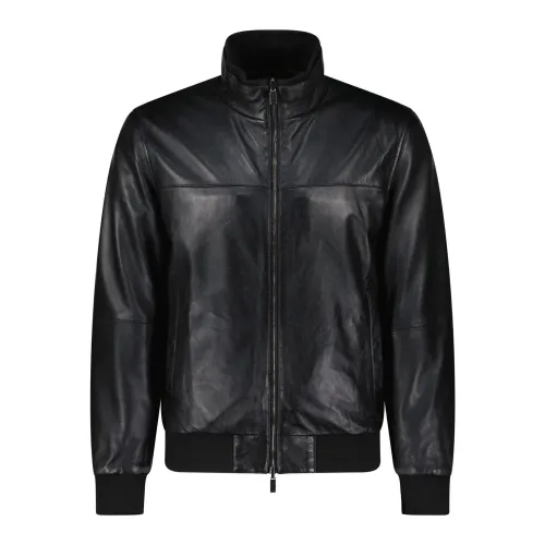 Gimo's , Leather Reversible Jacket ,Black male, Sizes: