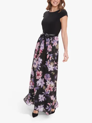 Gina Bacconi Auburn Chiffon Floral Print Skirt Maxi Dress, Black/Multi - Black/Multi - Female