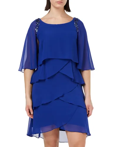 Gina Bacconi Bead Shoulder Tier Attached Cape Dress