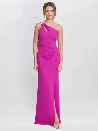 Gina Bacconi Bryony Diamante Strap One Shoulder Maxi Dress, Fuchsia - Fuchsia - Female