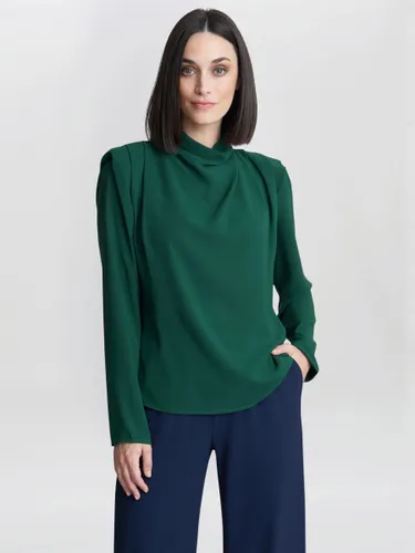 Gina Bacconi Eleonora High Neck Shoulder Detail Top, Green - Green - Female