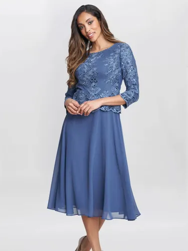Gina Bacconi Embellished Bodice A-Line Dress, Blue - Blue - Female