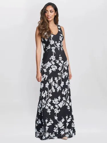 Gina Bacconi Flavia Floral Maxi Dress, Black/White - Black/White - Female