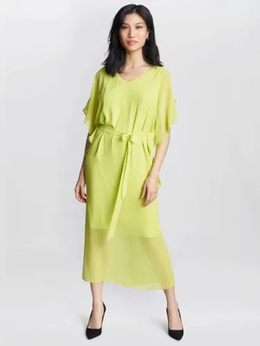 Gina Bacconi Francesca Cold Shoulder Chiffon Midi Dress, Lime - Lime - Female