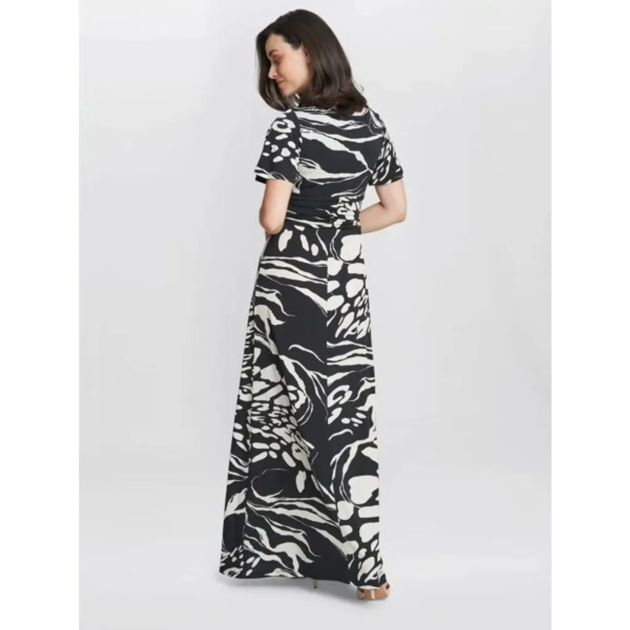 Gina Bacconi Geraldine Abstract Print Maxi Jersey Dress, Black/Cream - Black/Cream - Female