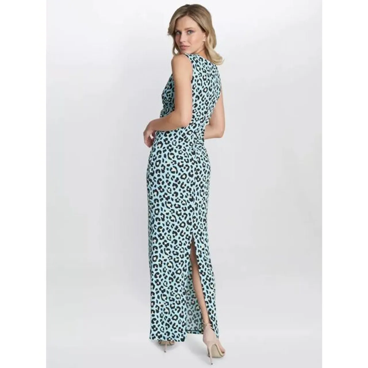 Gina Bacconi Hudson Leopard Print Maxi Dress, Turquoise - Turquoise - Female