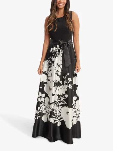 Gina Bacconi Jaimarie Floral Satin Dress, Black/White - Black/White - Female