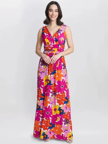Gina Bacconi Jaime Bold Flower Print Jersey Maxi Dress, Pink/Multi - Pink/Multi - Female