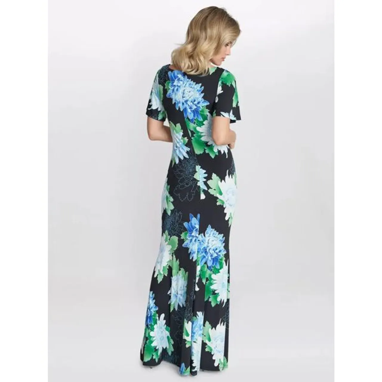 Gina Bacconi Jaylene Floral Maxi Dress, Navy/Green - Navy/Green - Female