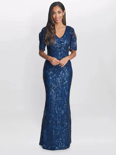 Gina Bacconi Jeselle Floral Sequin Evening Dress, Navy - Navy - Female