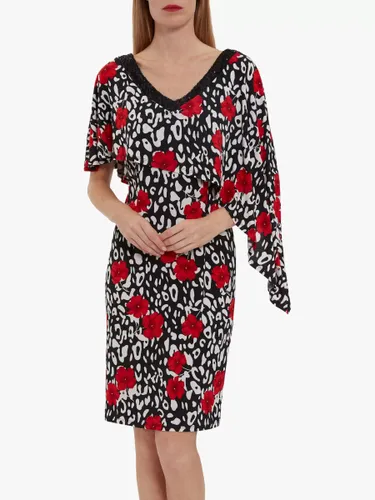 Gina Bacconi Johana Floral Jersey Midi Dress, Multi - Black / Red - Female