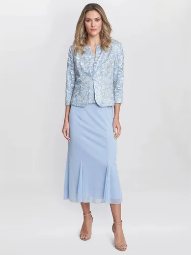 Gina Bacconi Joyce Embroidered Lace Jacket And Midi Dress, Light Blue - Light Blue - Female