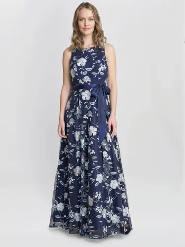 Gina Bacconi Judith Embroidered Sleeveless Maxi Dress, Navy/Multi - Navy/Multi - Female