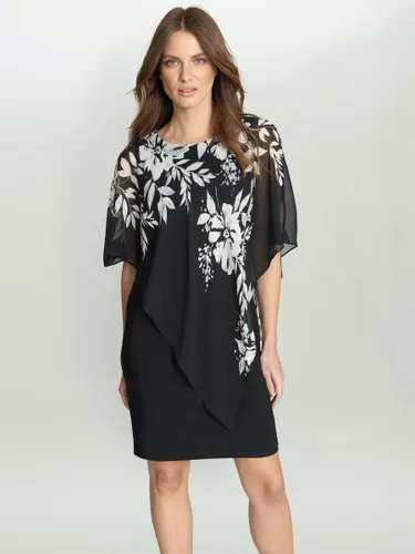 Gina Bacconi Kiya Asymmetric Printed Dress, Black/White - Black/White - Female