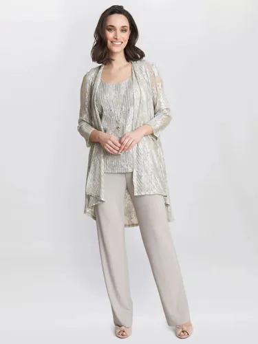 Gina Bacconi Mabel Three Piece Jacquard Trouser Suit, Champagne - Champagne - Female