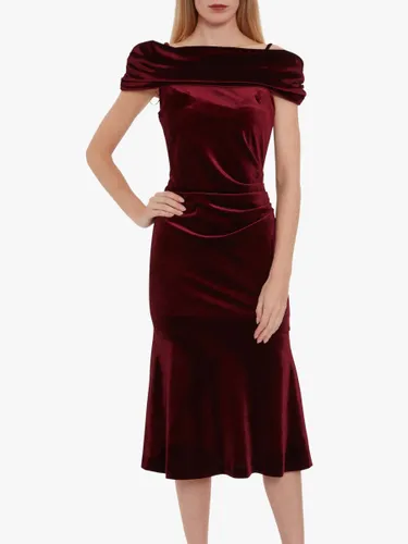 Gina Bacconi Maelle Off Shoulder Velvet Midi Dress - Wine - Female