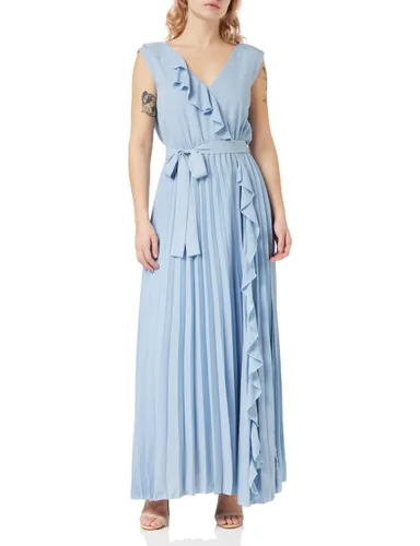 Gina Bacconi Maxi Dress with Frill Detail and Pleat Skirt