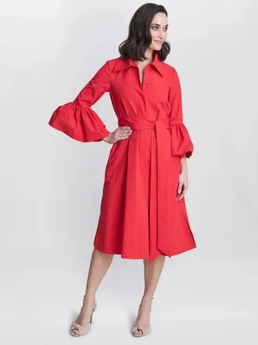 Gina Bacconi Melinda Taffeta Midi Shirt Dress - Red - Female