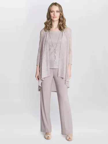 Gina Bacconi Natasha Three Piece Metallic Crinkle Trouser Suit, Blush - Blush - Female