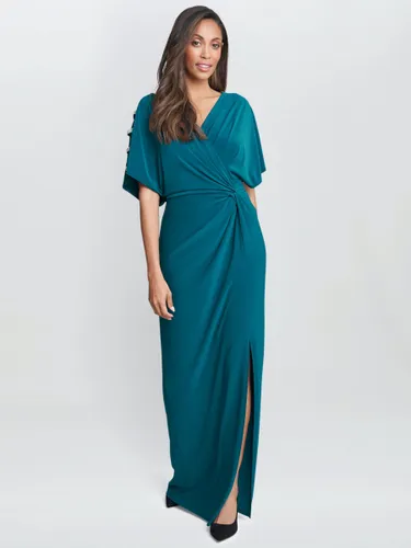 Gina Bacconi Pascale Knot Front Maxi Dress, Emerald - Emerald - Female