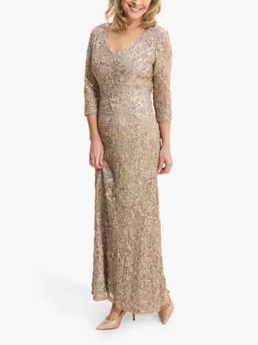 Gina Bacconi Pauline Embroidered Lace Maxi Dress, Antique Gold - Antique Gold - Female