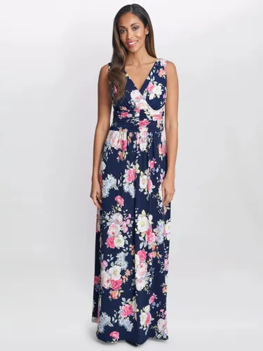 Gina Bacconi Priya Floral Maxi Dress, Navy/Pink - Navy/Pink - Female