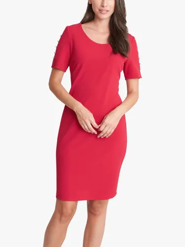 Gina Bacconi Reid Embellished Sleeve Stretch Crepe Dress, Red - Red - Female