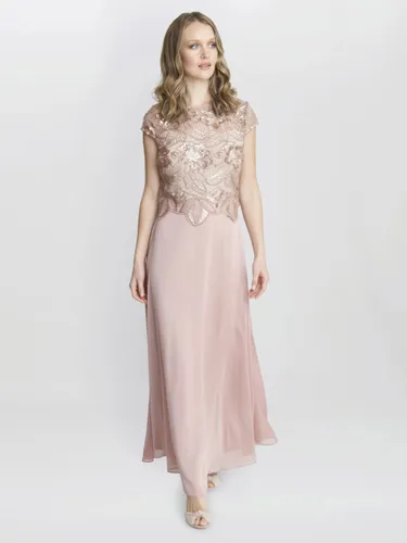Gina Bacconi Shirley Sequin Bodice Maxi Dress, Rose Gold - Rose Gold - Female