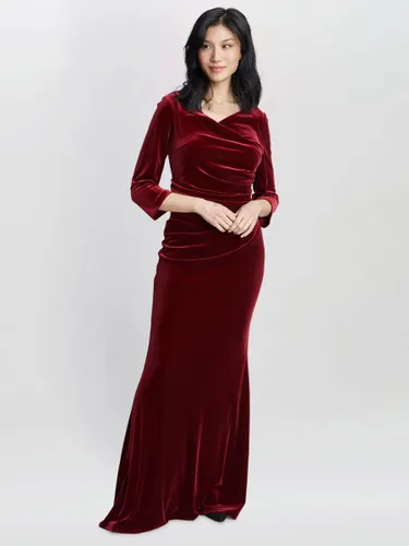 Gina Bacconi Sophie Velvet Maxi Dress, Wine - Wine - Female