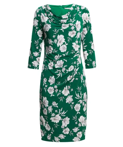 Gina Bacconi Womens Aleta Printed Jersey Cowl Neck Dress - Green