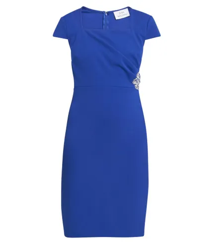 Gina Bacconi Womens Briah Square Neck Embellished Dress - Blue